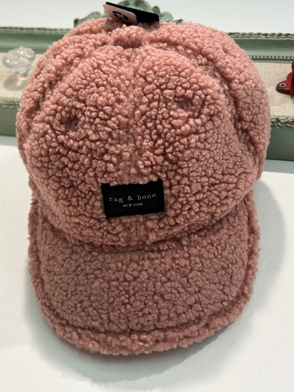 rag & bone Cozy Sherpa Addison Baseball Cap one size adult new dusty rose pink